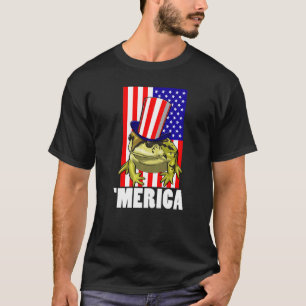 T-shirt Merica American Flag Frog Femmes Frog Love 5