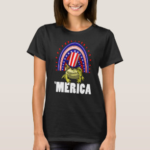 T-shirt Merica American Flag Rainbow Frog Femmes Frog Love