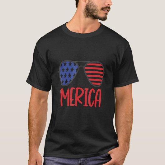 T-shirt Merica American Lunettes de soleil 4 juillet Drape (Devant)