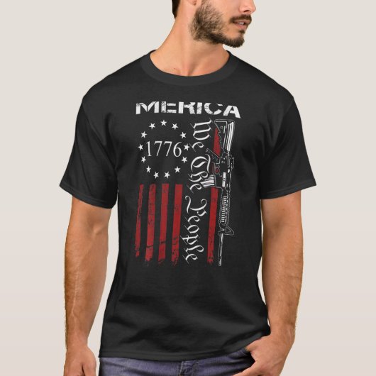 T-shirt Merica Ar15 Arme À Feu Nous Le Peuple 4 juillet Us (Devant)
