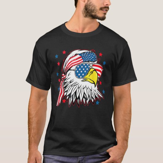 T-shirt Merica Bald Eagle Mullet 4 juillet drapeau américa (Devant)