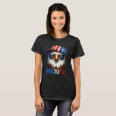 T-shirt Merica Bald Eagle Wearing Cap 4th Of July Patrioti (Devant entier)