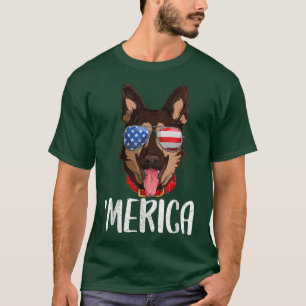 T-shirt Merica Berger Allemand Chien 4 juillet Américain F