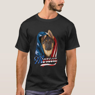 T-shirt Merica Berger Allemand Chien 4 juillet USA Drapeau