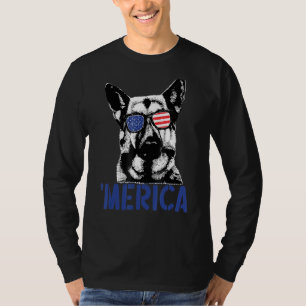 T-shirt Merica Berger Allemand Drapeau Américain Lunettes 