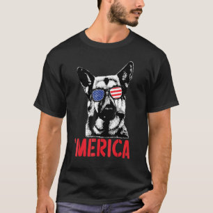 T-shirt Merica Berger Allemand Drapeau Américain Lunettes