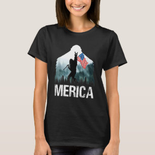 T-shirt Merica Big Foot 4 juillet Us Drapeau Hommes Améric