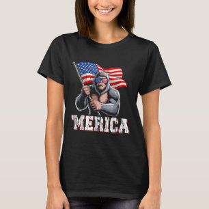 T-shirt Merica Bigfoot drapeau américain Sasquatch patriot