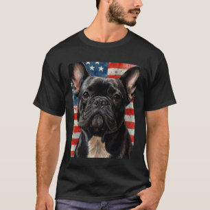 T-shirt Merica Bouledogue Français Drapeau Américain 4 Jui