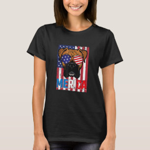T-shirt Merica Boxer Dog 4 juillet drapeau américain