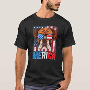 T-shirt Merica Boxer Dog 4 juillet drapeau américain