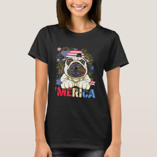 T-shirt Merica Carlin Us Drapeau Casquette Feu d'artifice