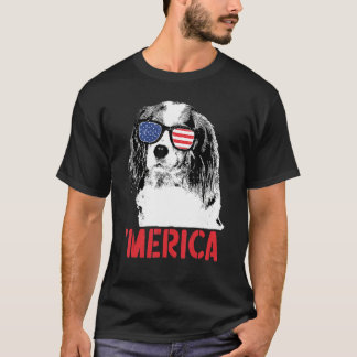 T-shirt Merica Cavalier King Chales Spaniel American Flag