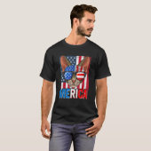T-shirt Merica Chat Devon Rex 4 Juillet Drapeau Américain (Devant entier)