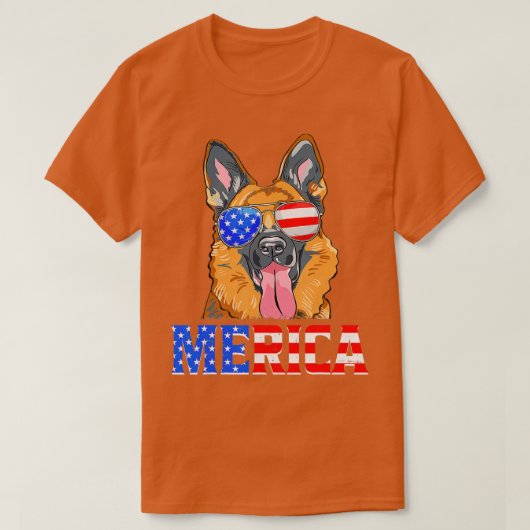 T-shirt Merica Chien Berger Allemand Drapeau Américain 4e  (Design devant)