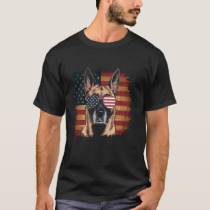 T-shirt Merica Chien Malinois Belge 4 Juillet