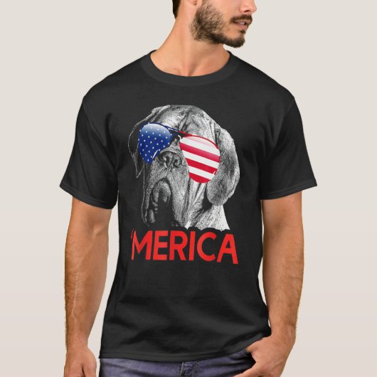 T-shirt Merica Dogue De Bordeaux Drapeau Américain 4 juill (Devant)