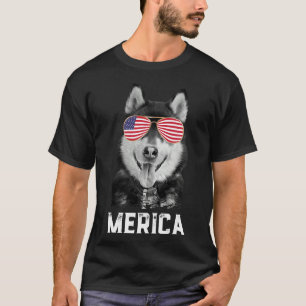 T-shirt Merica Drôle Sibérien Husky Chien Chien Chien Amér