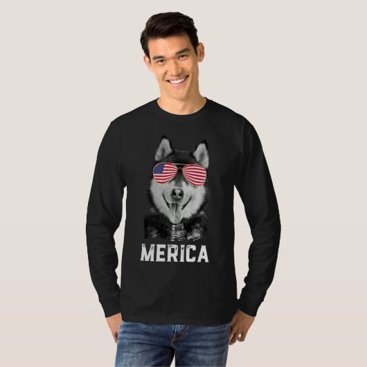 T-shirt Merica Drôle Sibérien Husky Chien Chien Chien Amér (Devant entier)