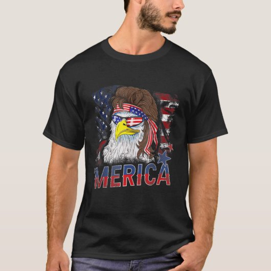 T-shirt Merica Eagle Mullet Us Drapeau 4 juillet patriotiq (Devant)