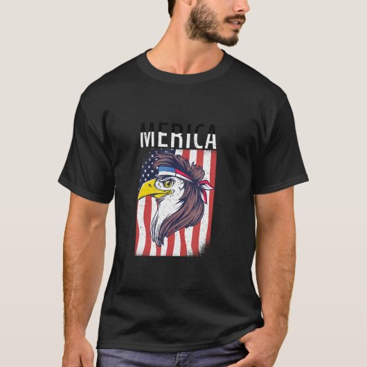T-shirt Merica Eagle Mullets 80s Hairstyle Pride (Devant)