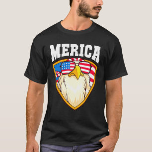 T-shirt Merica Eagle Patriotique Quart Juillet Fla América
