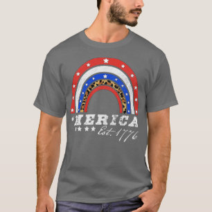 T-shirt Merica Est 1776 American Rainbow Flag 4 juillet