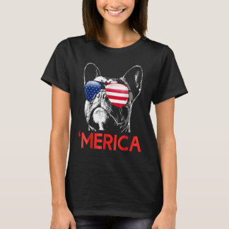 T-shirt Merica French Bulldog American Flag 4th Of July Fr