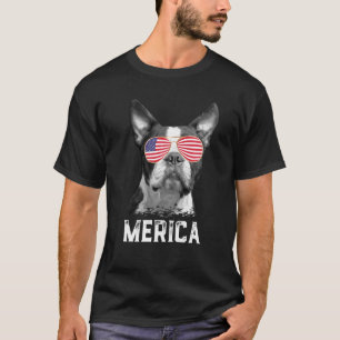 T-shirt Merica Funny Boston Terrier Chiot Amoureux des chi