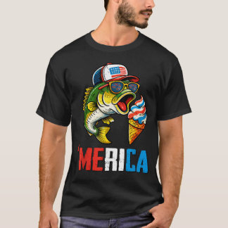 T-shirt Merica- Garçons Filles Jeunesse Pêche Bass 14 Juil
