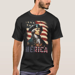 T-shirt Merica George Washington Drapeau américain 4 juill