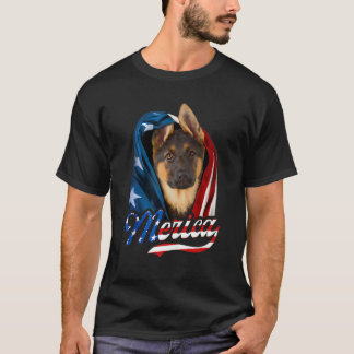 T-shirt Merica German Shepherd Dog 4th Of July USA Flag Pa