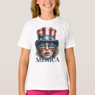 T-shirt Merica Girl, 4 juillet Glam Girl with Stars