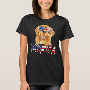 T-shirt Merica Golden Retriever 4 juillet Drapeau Américai