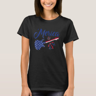 T-shirt Merica Guitare Usa Drapeau Liberté Musique Patriot