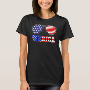 T-shirt Merica Lunettes de soleil 4 juillet Patriotique Am