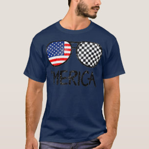 T-shirt Merica Lunettes de soleil Drapeau américain avec À