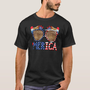 T-shirt Merica Lunettes de soleil Usa Drapeau Hotdog Firew