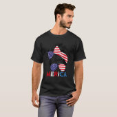 T-shirt Merica Maman Fille Américaine Drapeau Messy Bun Ch (Devant entier)