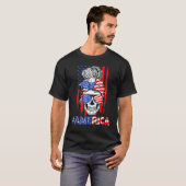 T-shirt Merica Messy Bun Skull 4 juillet American Flag P (Devant entier)