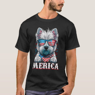 T-shirt Merica Patriotic Dog USA Drapeau américain 4 juill