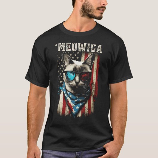 T-shirt Merica Patriotic Siamese Cat Meowica 4th of July C (Devant)