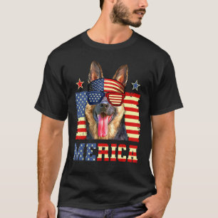 T-shirt Merica Patriotique Allemand Berger Drapeau América