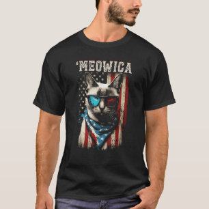 T-shirt Merica Patriotique Siamese Chat Meowica 4 juillet