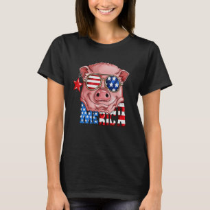 T-shirt Merica Piglet America Pig Juillet 4 Fête
