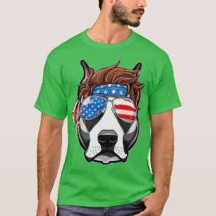 T-shirt Merica Pitbull Dog 4 juillet drapeau américain