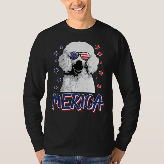 T-shirt Merica Poodle Dog 4 juillet Usa Cadeau (Devant)