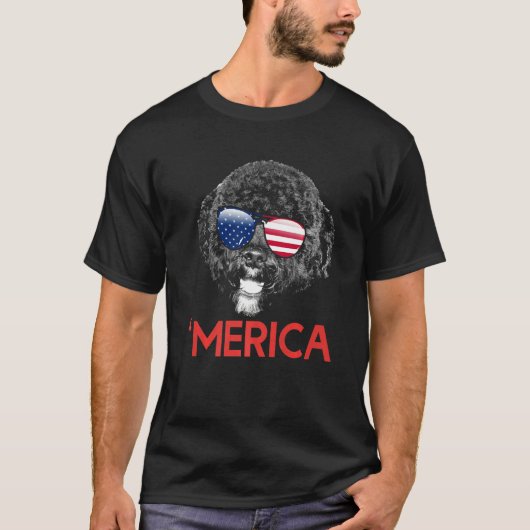 T-shirt Merica Portugais Water Dog Drapeau Américain 4e De (Devant)