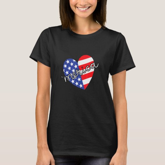 T-shirt Merica Quatrième 4 juillet Coeur patriotique améri (Devant)