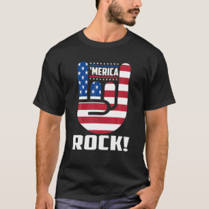 T-shirt Merica Rock Drapeau américain 4 juillet patriotiqu